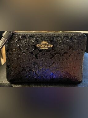Coach Black Wallet with Gold Carriage Logo